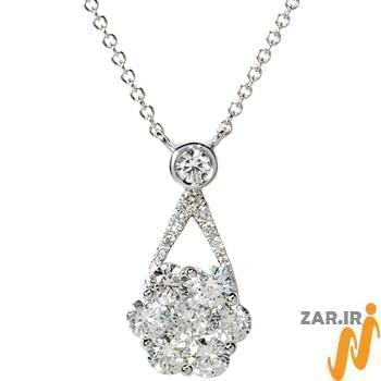 گردنبند الماس با طلای سفید طرح گل مدل: necklace2003