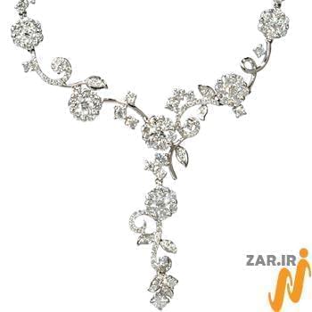 گردنبند الماس با طلای سفید طرح گل (flower) مدل: necklace2006