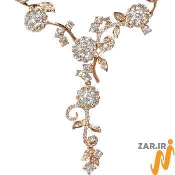 گردنبند الماس با طلای رز گلد طرح گل (flower) مدل: necklace2011