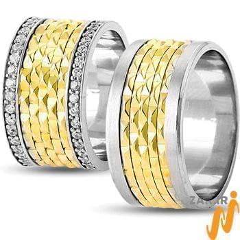 حلقه ست عروسی جواهر با نگین الماس تراش برلیان مدل: srd1250