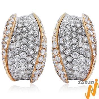 گوشواره الماس تراش برلیان با طلای زرد و رز گلد مدل: ebf2027