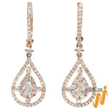 گوشواره الماس تراش برلیان با طلای رزگلد مدل: ebf2029