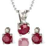 نیم ست جواهر آویز و گوشواره با نگین یاقوت و برلیان مدل: hsdf1248