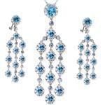 نیم ست جواهر آویز و گوشواره با نگین توپاز و برلیان مدل: hsdf1256