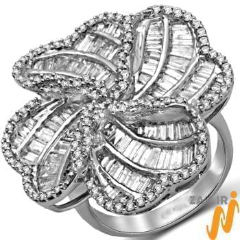 حلقه فلاور (flower) جواهر با نگین الماس تراش برلیان و باگت مدل : eng2107