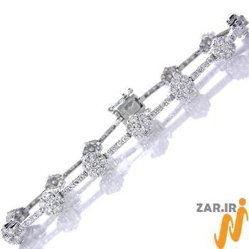 دستبند فلاور (flower) الماس تراش برلیان با طلای سفید مدل: brc2030