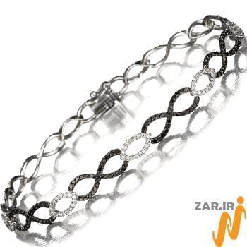دستبند الماس سیاه و سفید با طلای سفید مدل: brc2032
