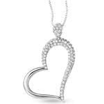 آویز الماس تراش برلیان با طلای سفید طرح قلب مدل: pdb2037 