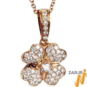 آویز الماس با طلای رزگلد طرح فلاور (flower) مدل: pdb2043