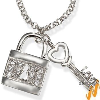 آویز الماس با طلای سفید طرح کلید مدل: pdb2047