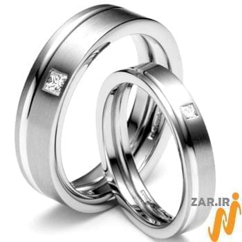 حلقه ست عروسی جواهر با نگین الماس تراش پرنس مدل: srd1255