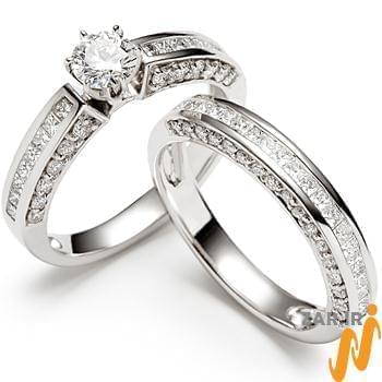 حلقه ست عروسی جواهر با نگین الماس تراش برلیان مدل: srd1256