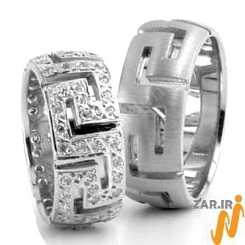 حلقه ست عروسی جواهر با نگین الماس تراش برلیان طرح ورساچی مدل: srd1259