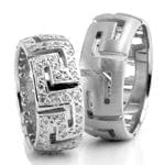 حلقه ست عروسی جواهر با نگین الماس تراش برلیان طرح ورساچی مدل: srd1259