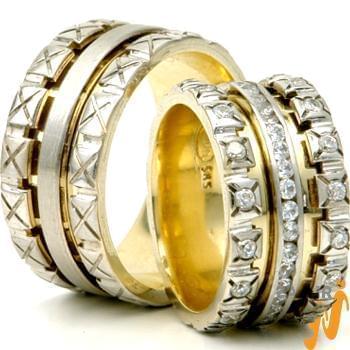 حلقه ست عروسی جواهر با نگین الماس تراش برلیان مدل: srd1264