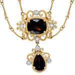 گردنبند جواهر با نگین گارنت و الماس تراش برلیان مدل: ndf1263