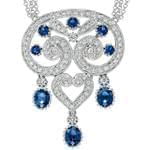 گردنبند جواهر با نگین یاقوت کبود و الماس تراش برلیان مدل: ndf1264