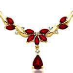 گردنبند جواهر با نگین یاقوت قرمز و الماس تراش برلیان مدل: ndf1266