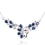 گردنبند جواهر با نگین یاقوت کبود و الماس تراش برلیان مدل: ndf1269