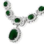 گردنبند جواهر با نگین زمرد و الماس تراش برلیان و باگت مدل: ndf1273