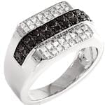 انگشتر مردانه جواهر با نگین الماس سفید و مشکی تراش برلیان: مدل rgm1352