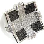 انگشتر مردانه الماس سیاه و سفید تراش برلیان طرح رجال: مدل rgm1390