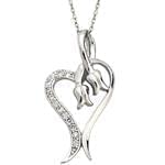 آویز الماس تراش برلیان با طلای سفید طرح لاله عاشق مدل: pdb2078