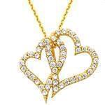 آویز الماس تراش برلیان با طلای سفید طرح دوقلب مدل: pdb2079