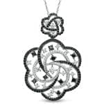 آویز الماس تراش برلیان سیاه و سفید طرح فلاور (flower) مدل: pdb2080