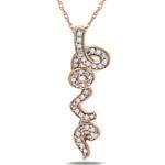 آویز الماس تراش برلیان با طلای رزگلد طرح love مدل: pdb2081