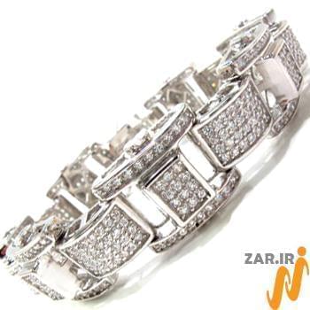دستبند مردانه جواهر با نگین الماس تراش برلیان مدل: bdm1059