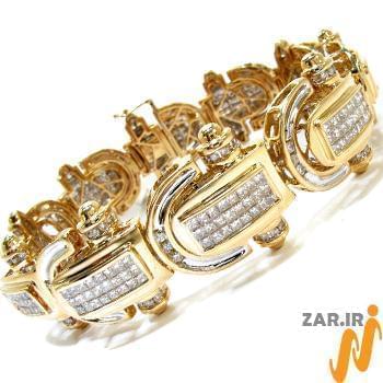 مدل دستبند مردانه جواهر با نگین الماس تراش برلیان و پرنس 