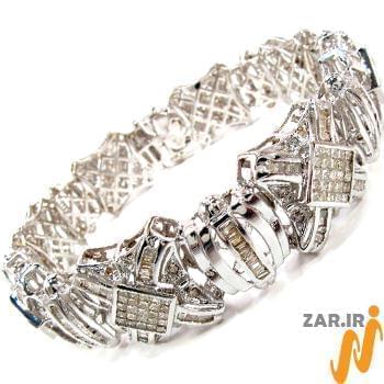 دستبند مردانه جواهر با نگین الماس تراش برلیان و پرنس و باگت مدل: bdm1061
