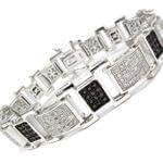 دستبند مردانه جواهر با نگین الماس تراش برلیان و یاقوت مشکی مدل: bdm1065