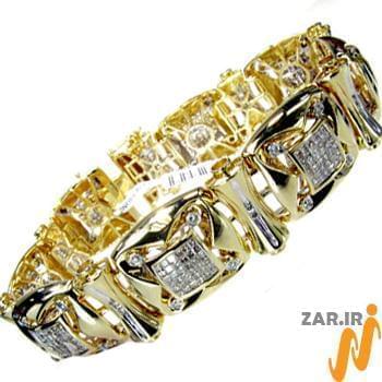 دستبند مردانه جواهر با نگین الماس تراش برلیان و پرنس مدل: bdm1066