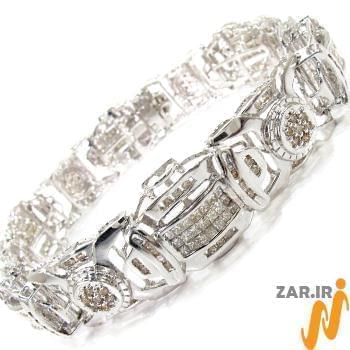 دستبند مردانه جواهر با نگین الماس تراش برلیان و پرنس مدل: bdm1067