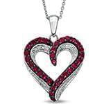 آویز طلا و جواهر با نگین یاقوت قرمز و الماس تراش برلیان طرح قلب مدل: npdf1283