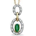 آویز طلا و جواهر با نگین زمرد و الماس تراش برلیان مدل: npdf12933