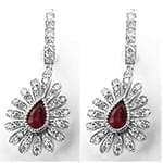 گوشواره طلا و جواهر یاقوت قرمز و الماس تراش برلیان مدل: edf1283