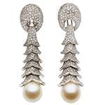 گوشواره طلا و جواهر مروارید و الماس تراش برلیان مدل: edf1287