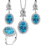 نیم ست آویز و گوشواره و انگشتر با نگین توپاز و برلیان مدل: hsdf1287