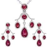 نیم ست آویز و گوشواره با نگین یاقوت قرمز و برلیان مدل: hsdf1290