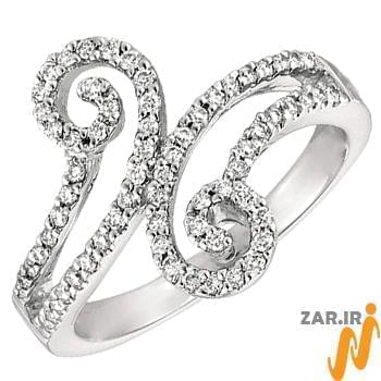 انگشتر زنانه الماس تراش برلیان با طلای سفید مدل: ring2062