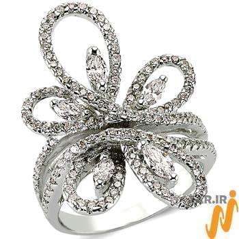 انگشتر زنانه الماس تراش برلیان و مارکیز با طلای سفید مدل: ring2065
