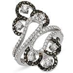 انگشتر زنانه الماس تراش برلیان سیاه و سفید با طلای سفید مدل: ring2067