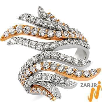 انگشتر زنانه الماس تراش برلیان با طلای سفید و رزگلد مدل: ring2068