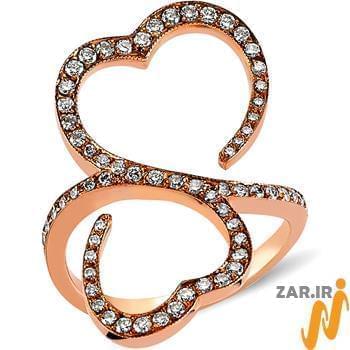 انگشتر زنانه الماس تراش برلیان با طلای رزگلد با طرح قلب مدل: ring2071
