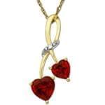 آویز طلای زرد و سفید با نگین گارنت و برلیان مدل: npdf1113