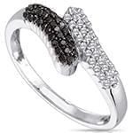 انگشتر زنانه الماس تراش برلیان سیاه و سفید با طلای سفید مدل: ring2072