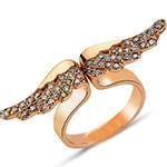انگشتر زنانه الماس تراش برلیان با طلای رزگلد طرح بال فرشته مدل: ring2073